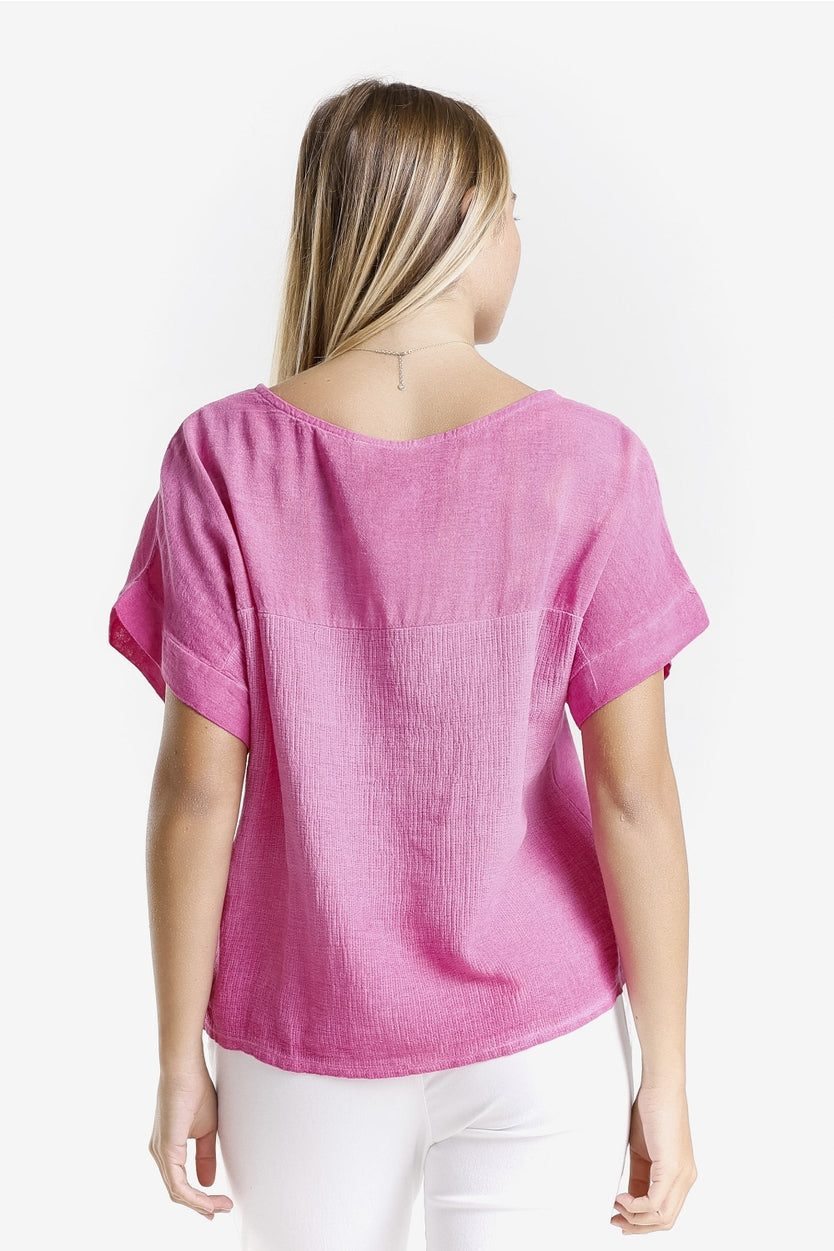 Gianna Short Sleeve Yoke Neck Top
