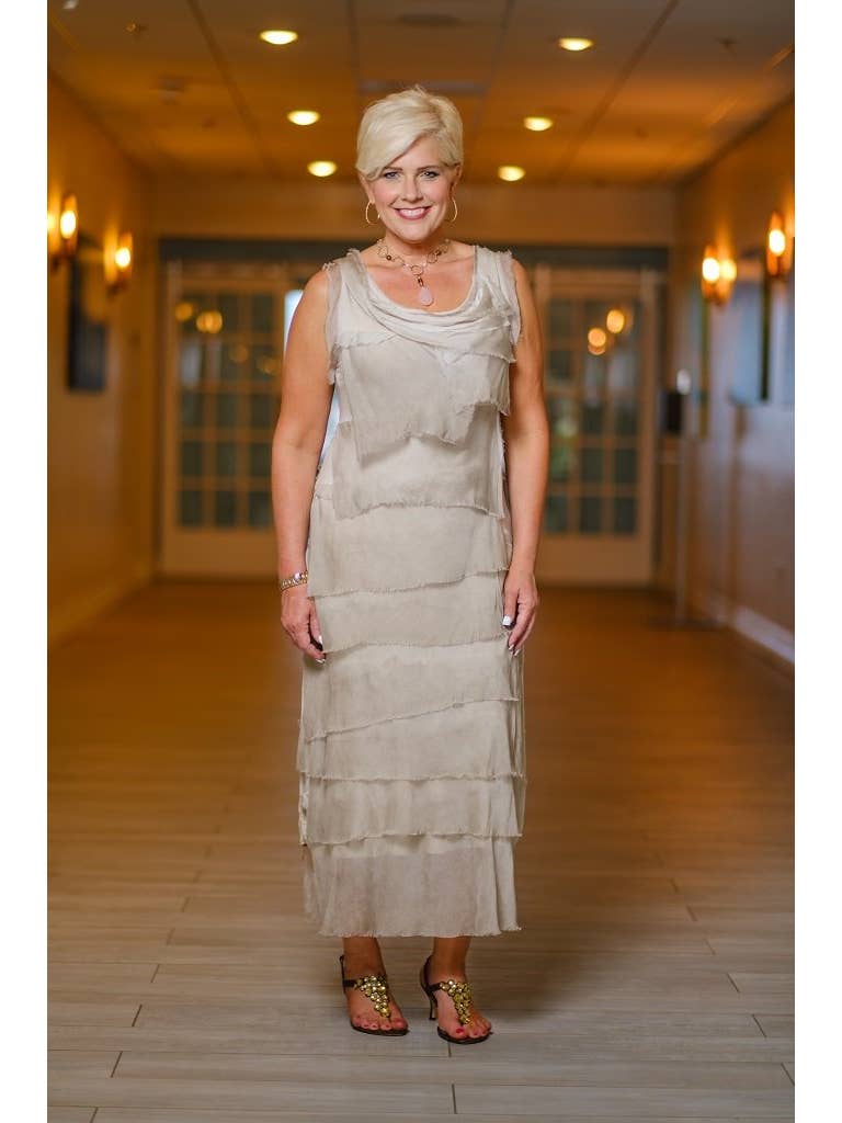Aleena Silk Maxi Ruffle Dress