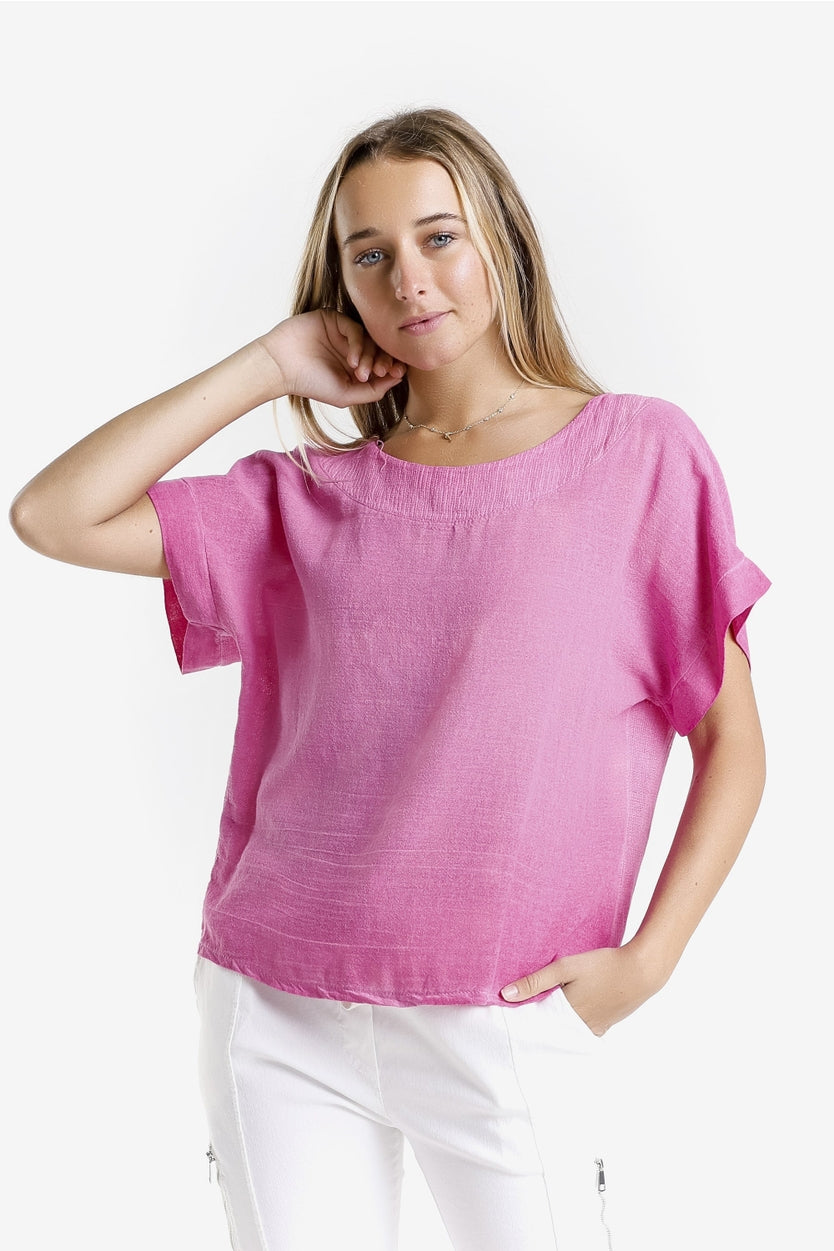 Gianna Short Sleeve Yoke Neck Top