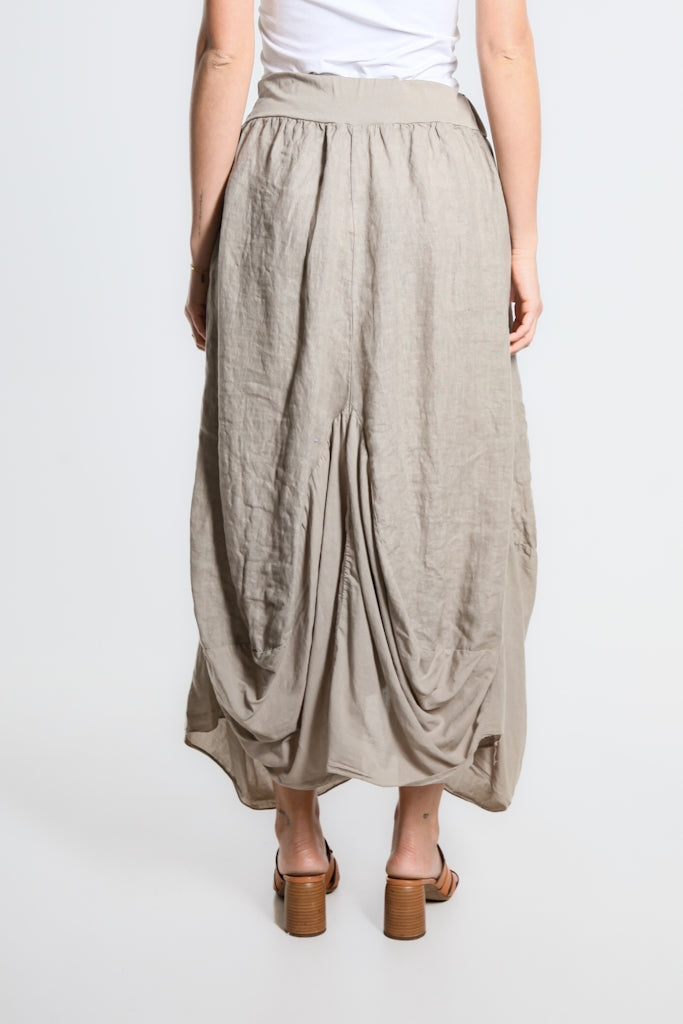 Cotton/Linen Bunched Pocket Skirt
