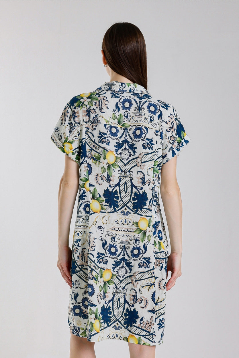 Amalfi Blanche Short Sleeve Linen Dress