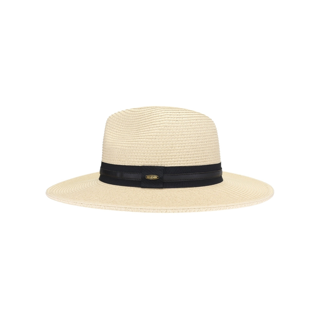 Ribbon and Leather Band Panama Hat