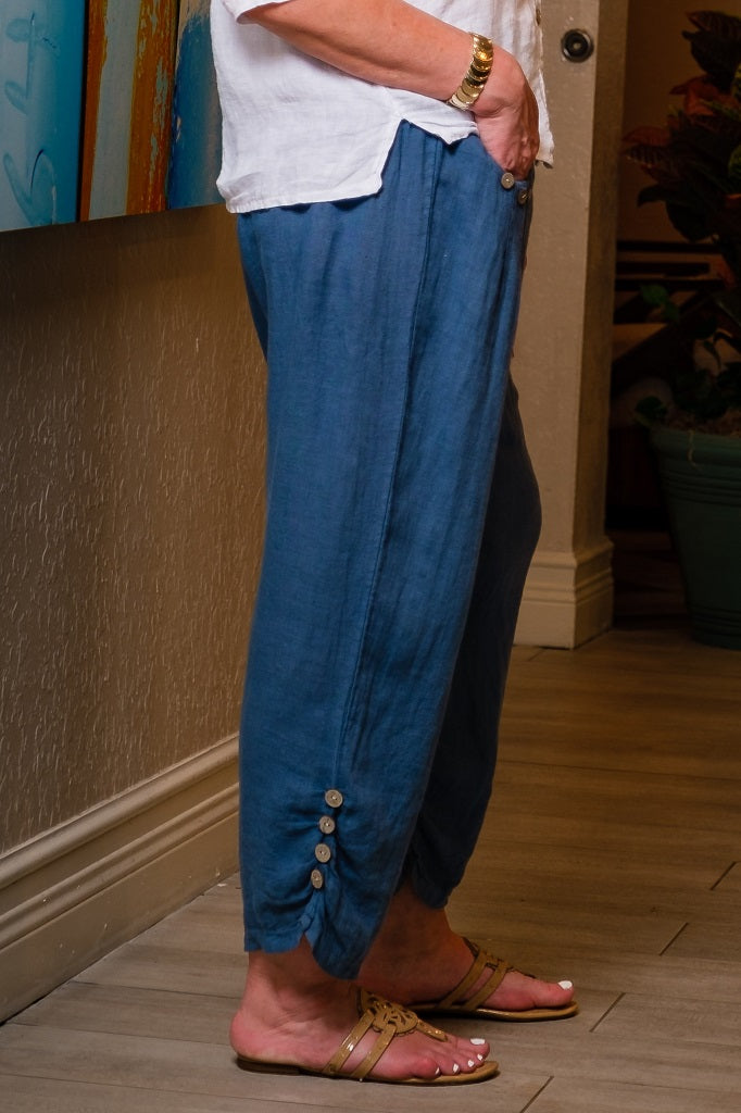 Georgia Side Ruche Linen Pant
