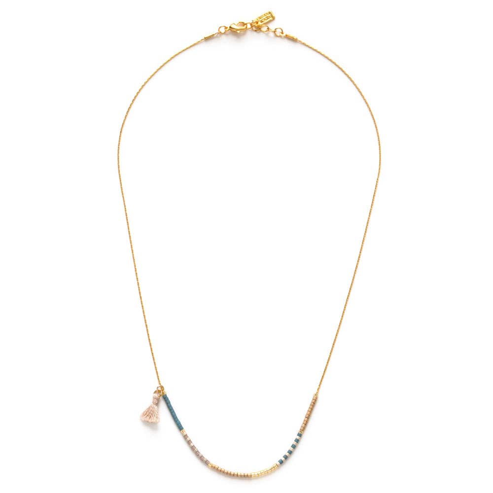 Amano Japanese Seed Bead Necklace - Sky