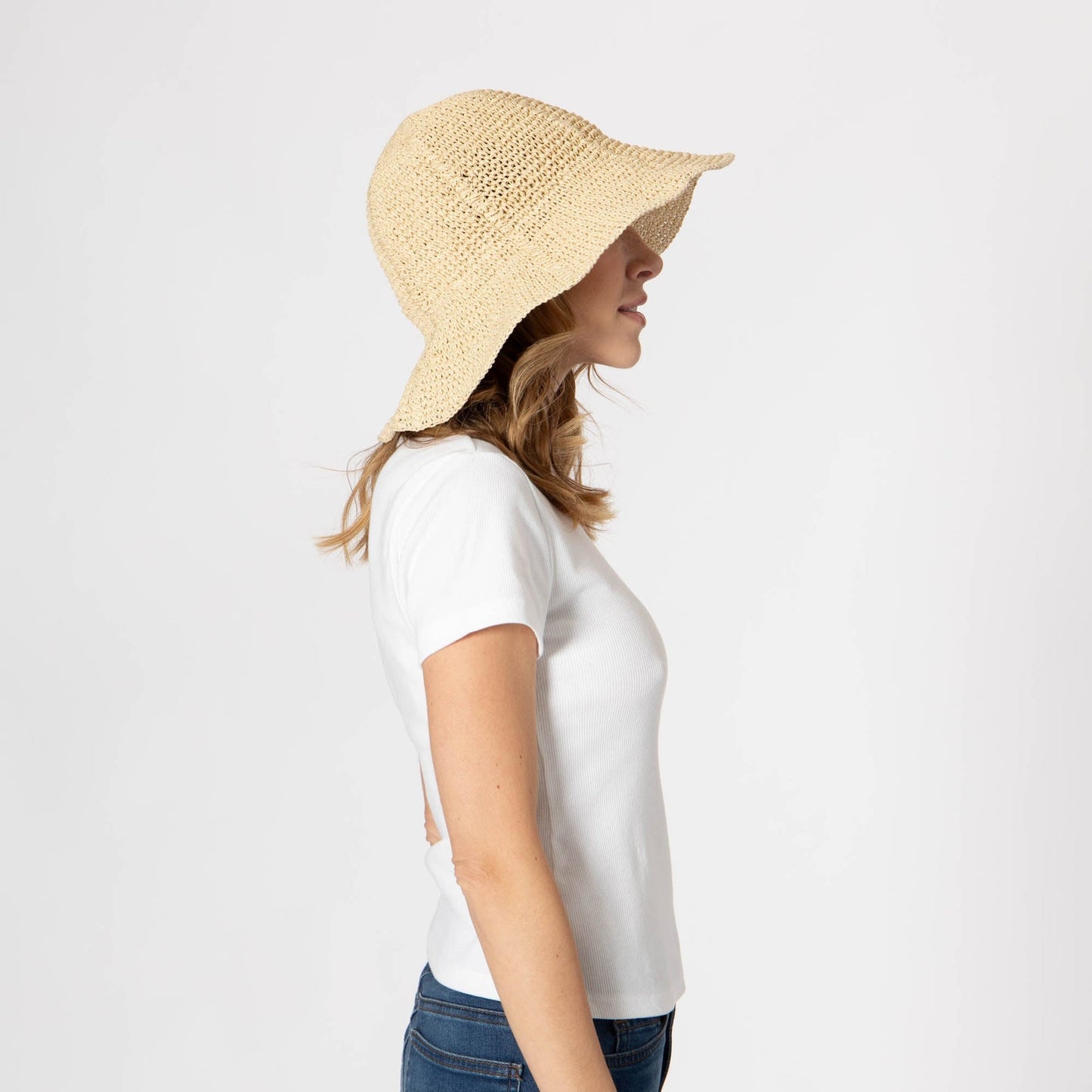 Women's Paper Crochet Floppy Bucket Hat