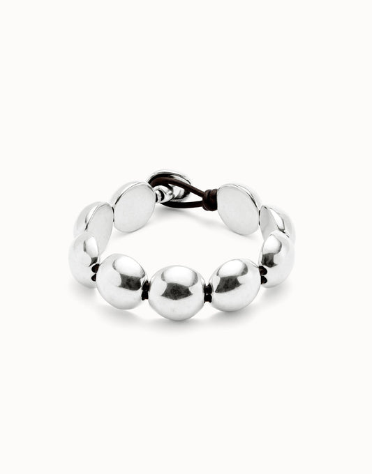 UNOde50 Leather bracelet with small round beads