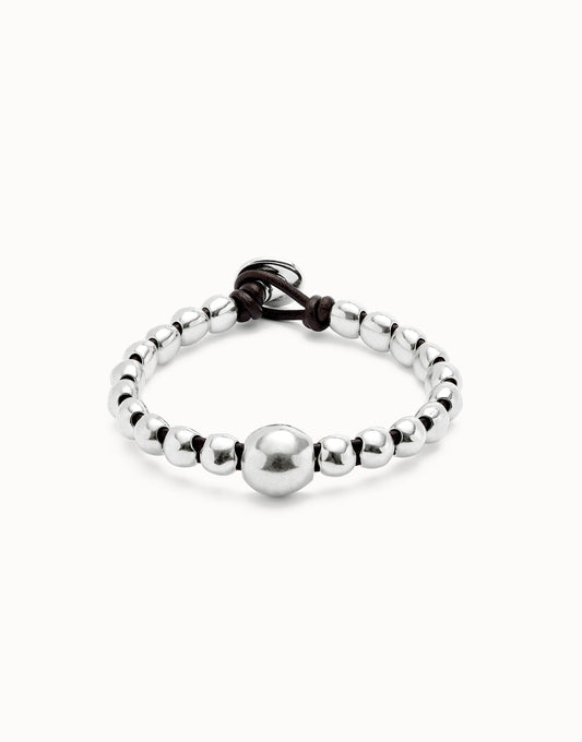UNOde50 Leather bracelet with large bead