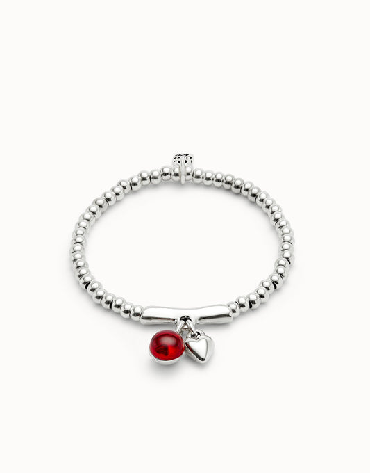 UNOde50 Beaded bracelet with red murano glass