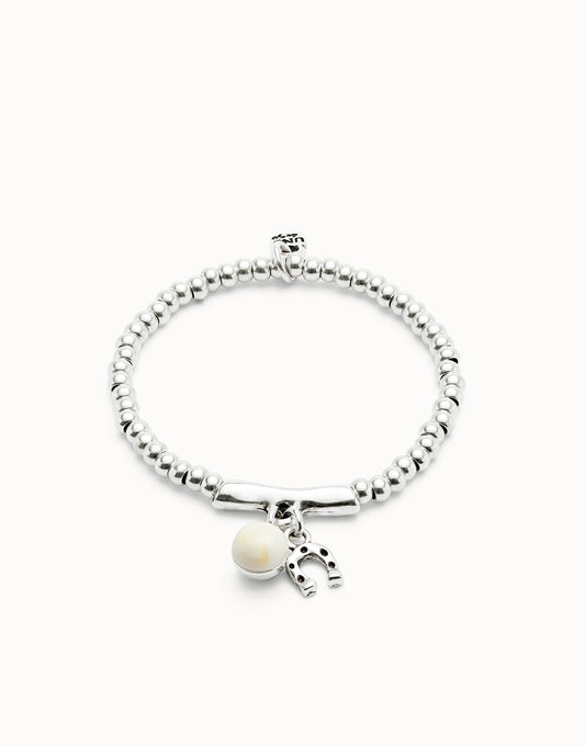 UNOde50 Beaded stretch bracelet with murano glass/horseshoe charm