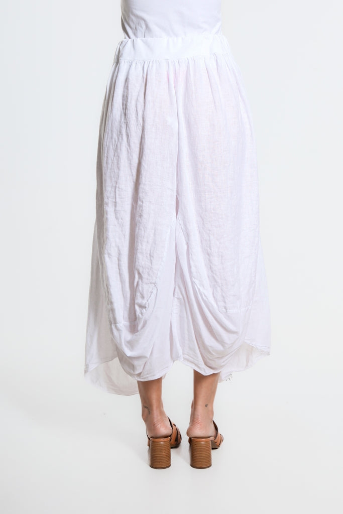 Cotton/Linen Bunched Pocket Skirt