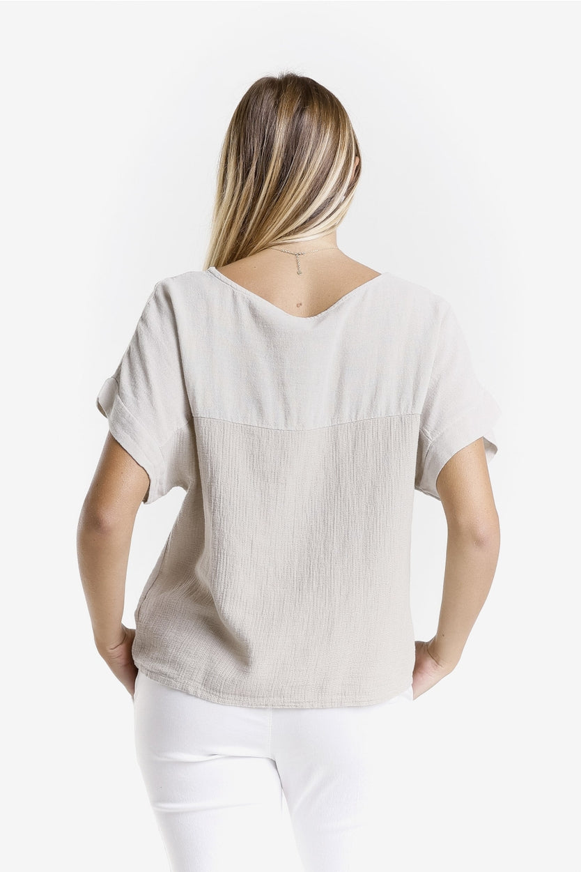 Gianna Short Sleeve Yoke Neck Top