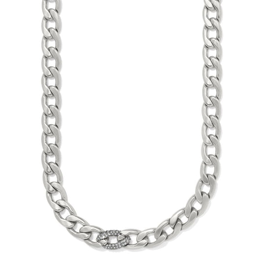 BRIGHTON CLEO PAVE LINK NECKLACE - Silver