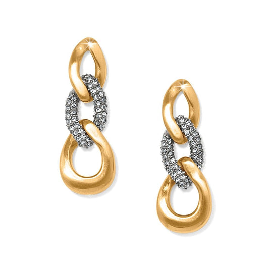 Brighton Cleo Pave Link Post Drop Earrings - Gold