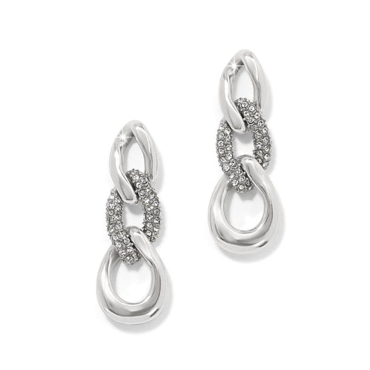 Brighton Cleo Pave Link Post Drop Earrings - Silver