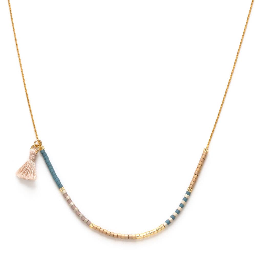 Amano Japanese Seed Bead Necklace - Sky
