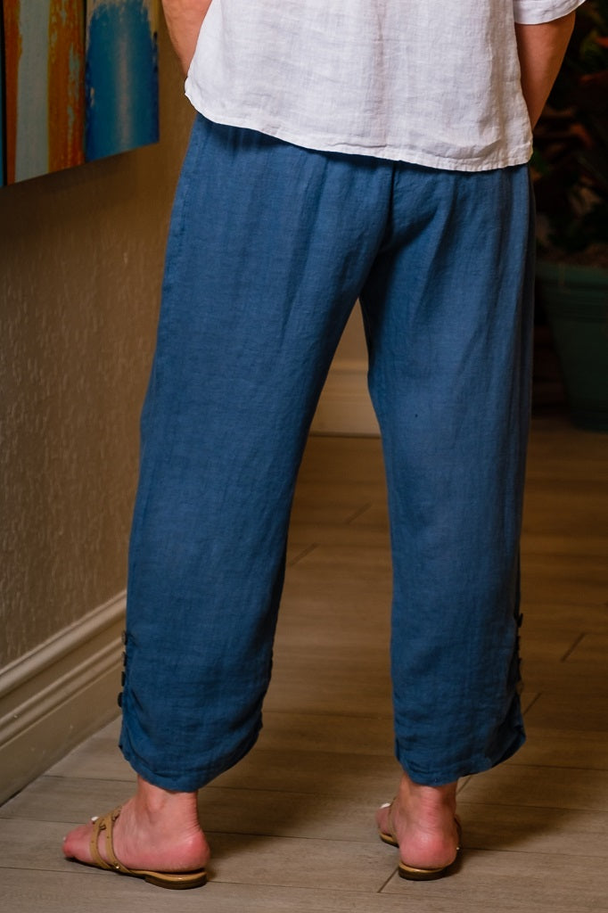 Georgia Side Ruche Linen Pant