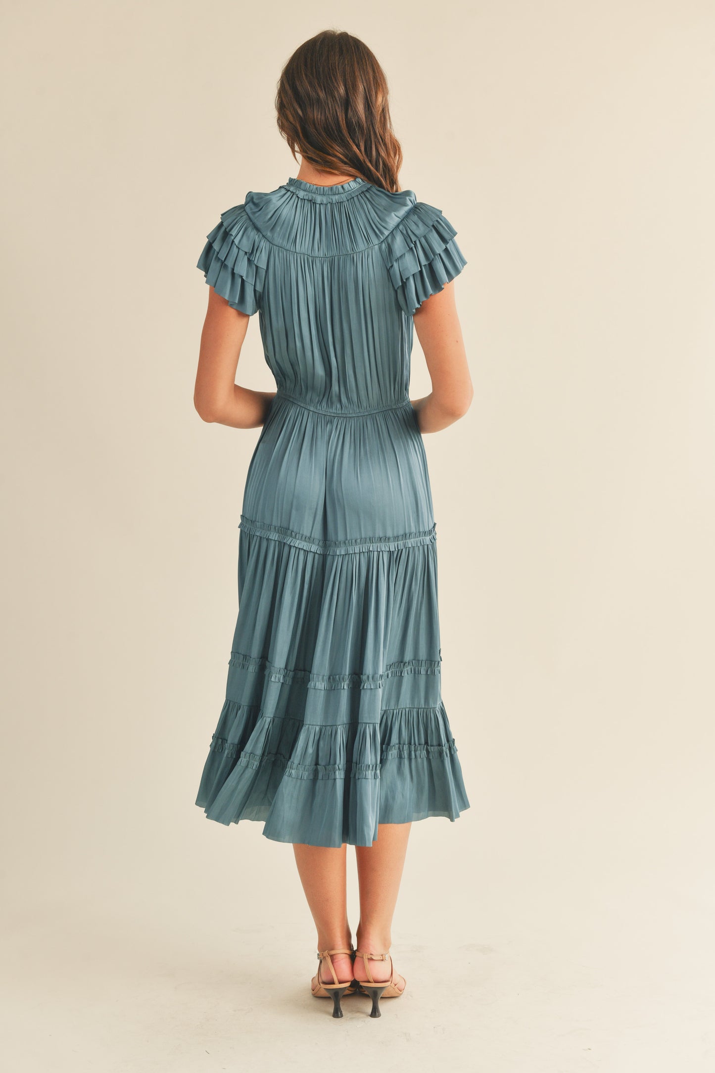 Long Short Sleeve Ruffle Dress