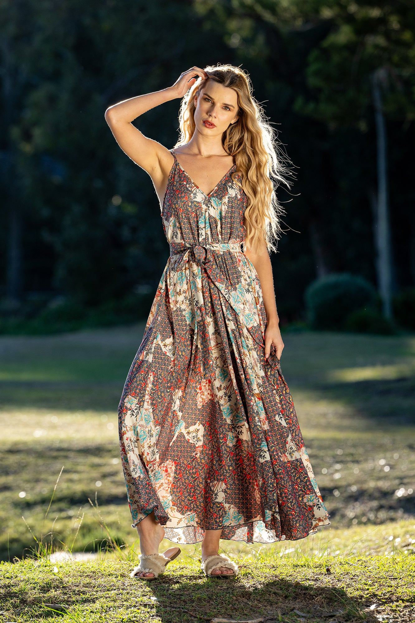 SPAGHETTI STRAP V-NECK DRESS