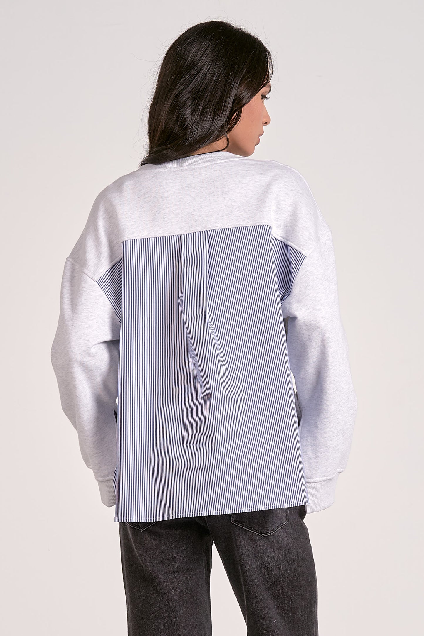 Long Sleeve Mixed Media Top