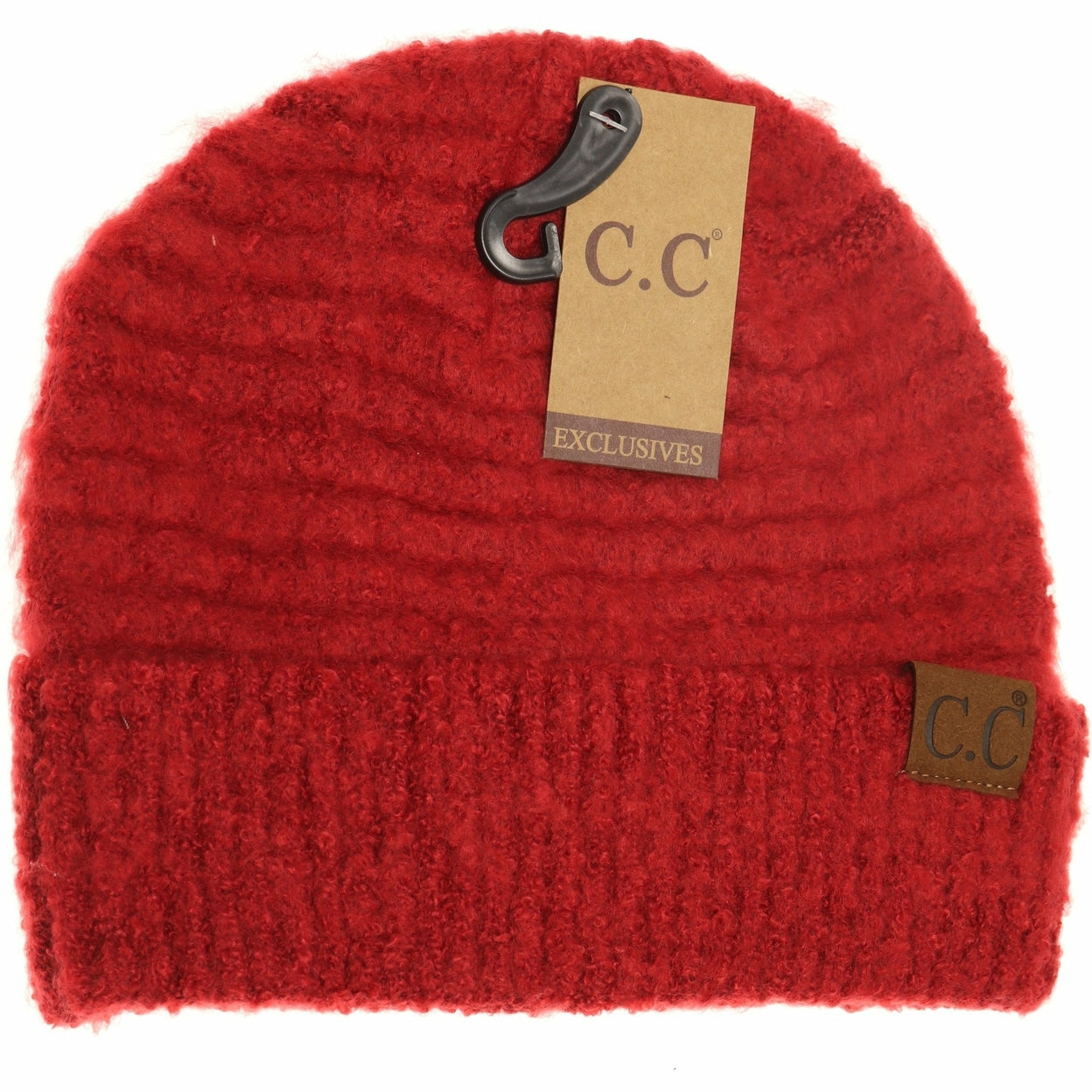 CC Beanie Solid Boucle Knit Cuff Beanie