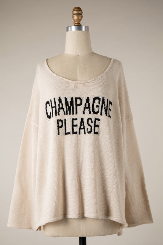 'Champagne Please' Knit Lightweight Sweater