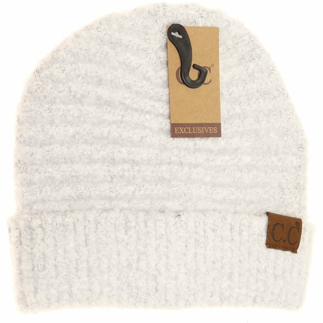 CC Beanie Solid Boucle Knit Cuff Beanie