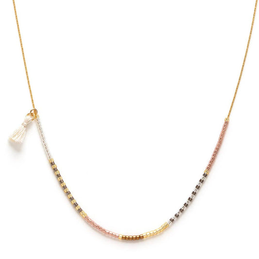 Japanese Seed Bead Necklace - Champagne