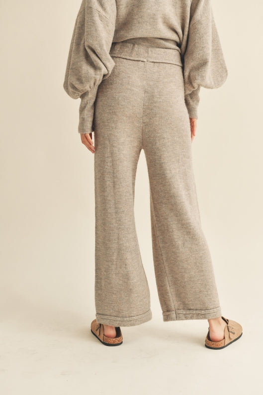 Two Tone Ribbed Waist Band Sweater Pants