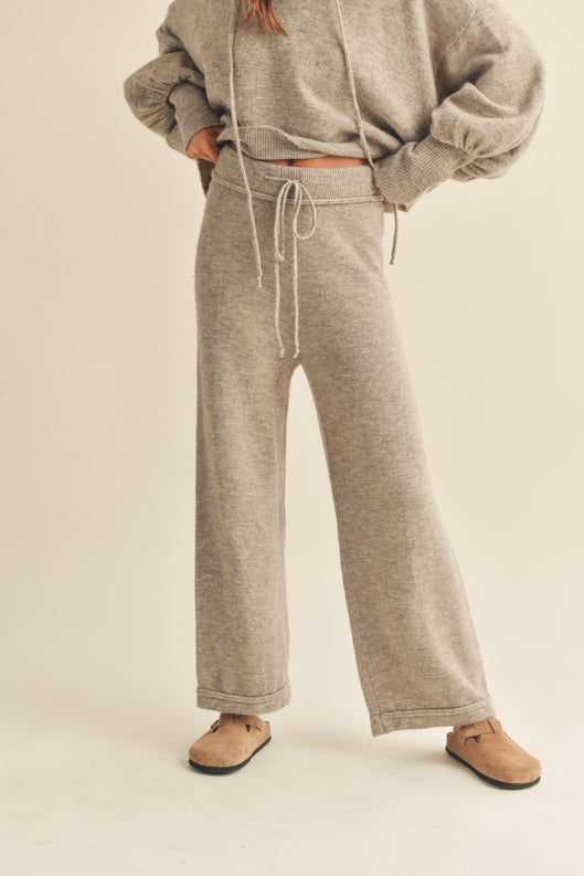 Two Tone Ribbed Waist Band Sweater Pants