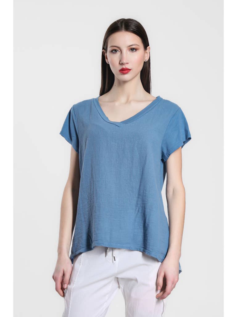 Nola Cotton/Linen V-Neck Top