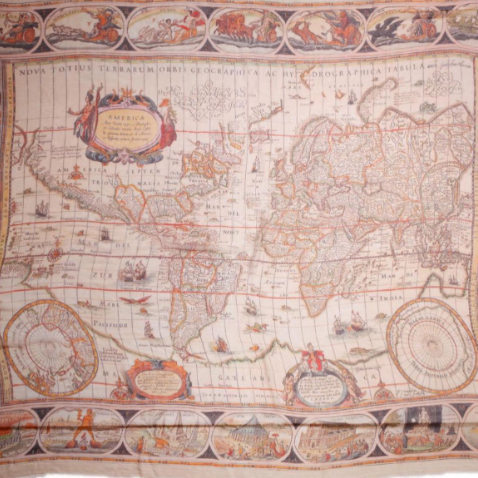 Vintage Artisan "World Map" Scarf