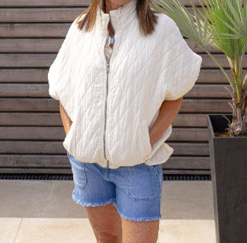 Quilted Short Sleeve Bomber Jacket
