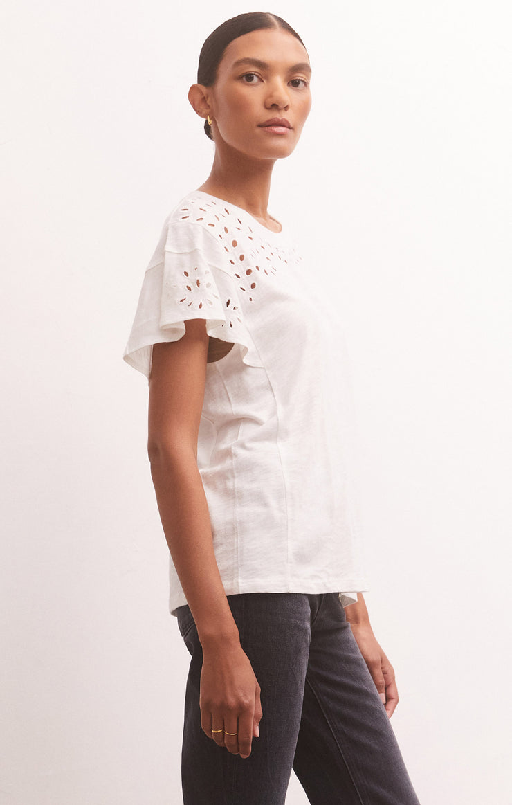 Z Supply White Embroidered Top