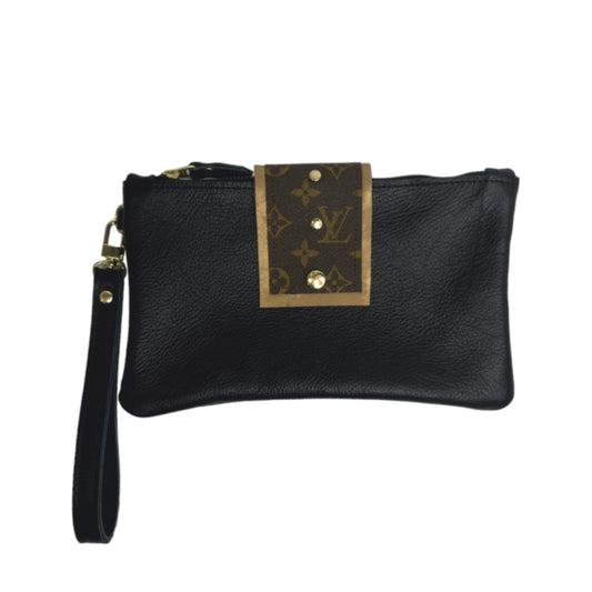 Upcycled Louis Vuitton Wristlet in Black