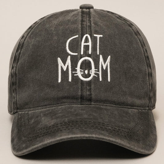 Cat Mom Denim Cotton Adjustable Hat