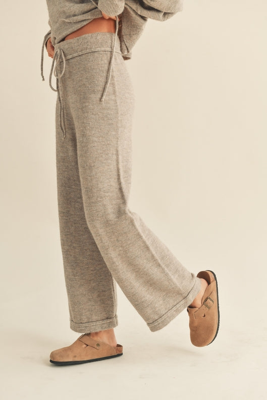 Two Tone Ribbed Waist Band Sweater Pants