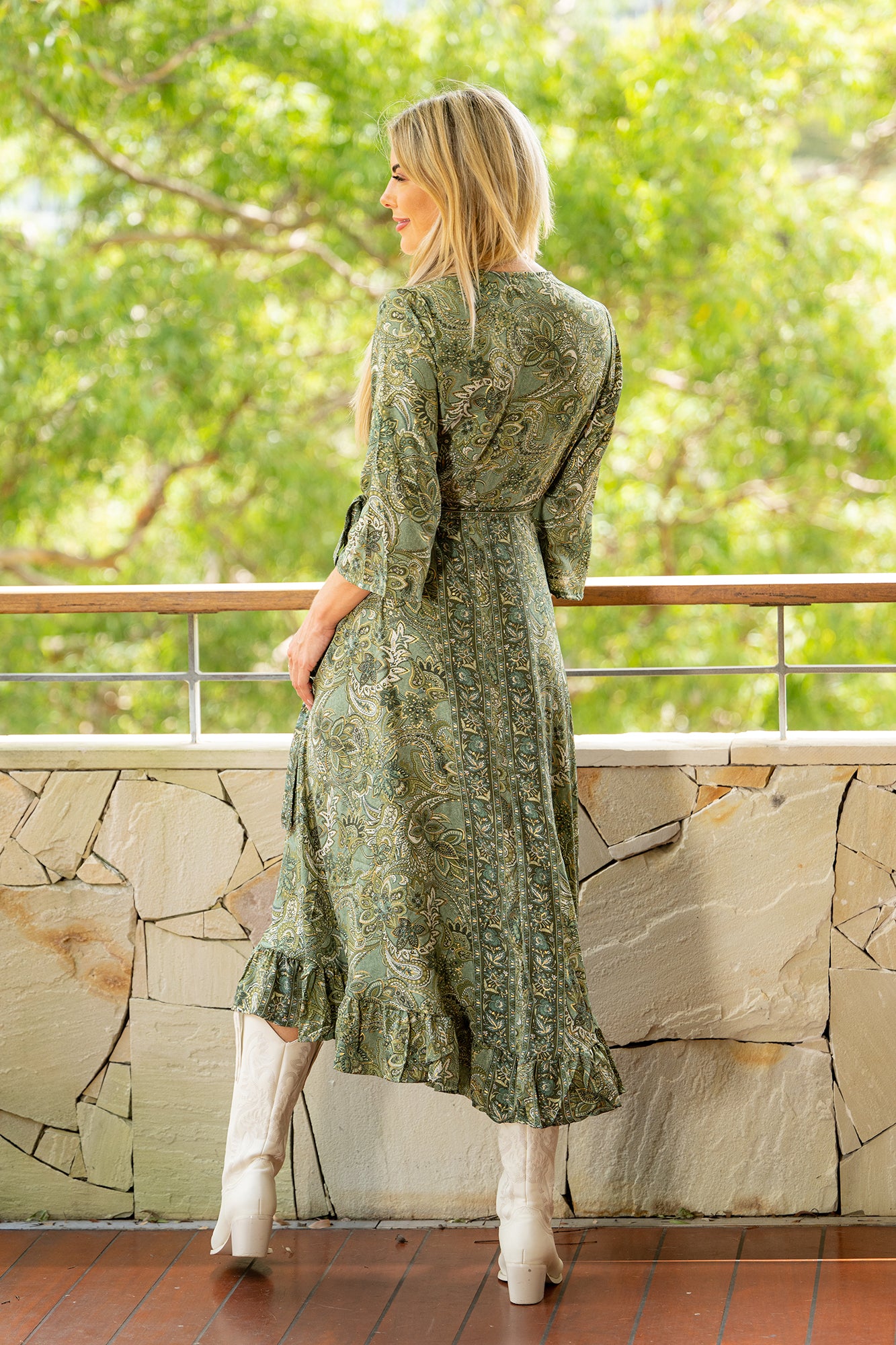 Long Sleeve Wrap Dress - Sherwood