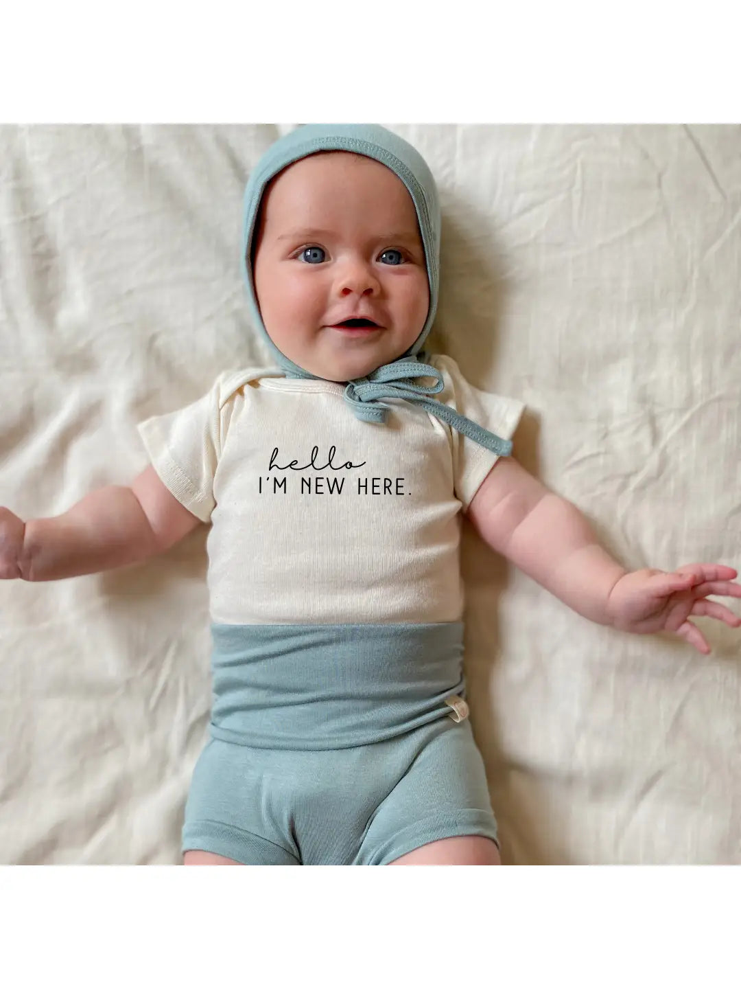 Hello I'm New Here Organic Cotton Onesie